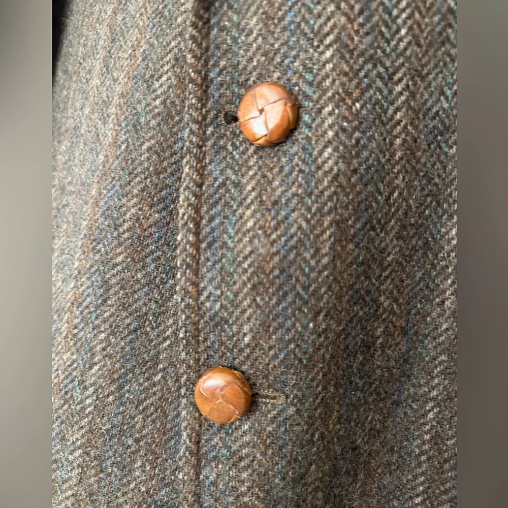 VTG 70s 80s Levi's Wool Tweed Sport Coat Herringbone Overcheck Country Blazer 44